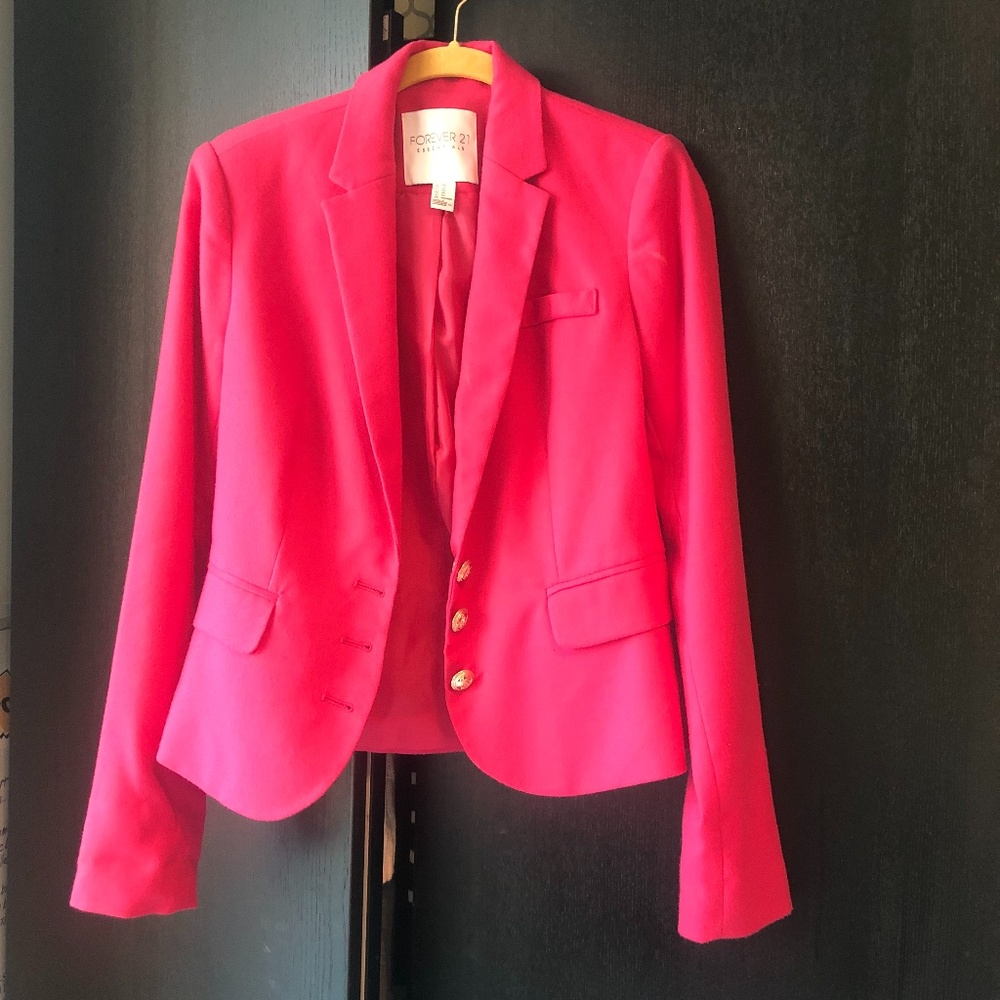 Hot Pink Blazer with Gold Buttons